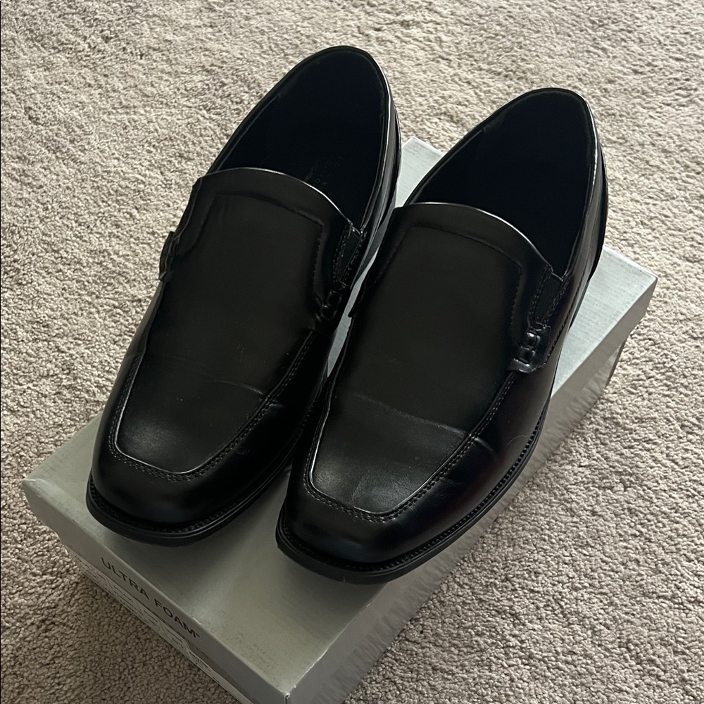 Perry Ellis Sleek Black Kids Dress Loafers